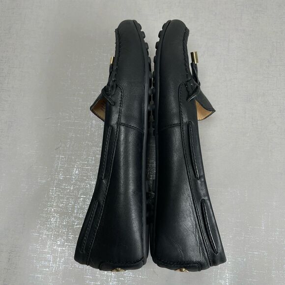 Michael Kors Black Leather Bow Mocassins Flats Loafers Shoes Women's 8 M Preppy - Picture 10 of 14